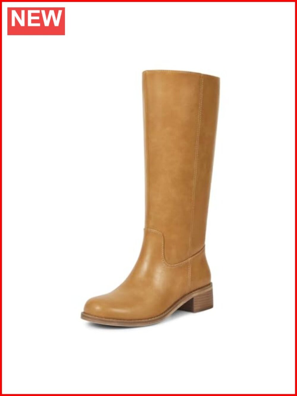 Women's Knee High Boots Round Toe Chunky Block Heel Side Zipper